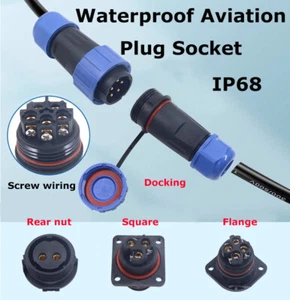 2-9 Core Waterproof Connector IP68 Aviation Bulkhead Plug Socket - Picture 1 of 5