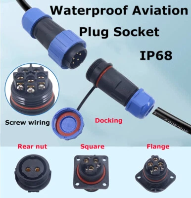 2-9 Core Waterproof Connector IP68 Aviation Bulkhead Plug Socket - Image 1 of 4