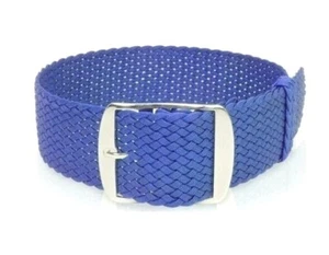 LIGHT BLUE PERLON WATCH STRAP EASY FIT WOVEN NYLON VEGAN ANTI-ALLERGY WASHABLE - Picture 1 of 3