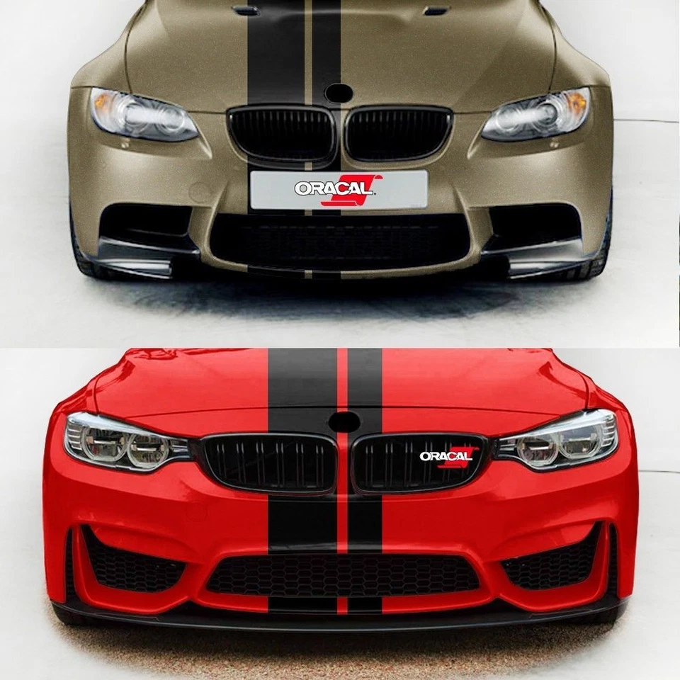 (8€/m²) 2x 4m lange ViperStreifen Schwarz Matt Streifen Rennstreifen Oracal - Bild 1 von 1