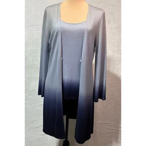 DANA BUCHMAN Damen 2-Teiler Kaschmir Seide Mischung Staubmantel Cardigan Oberteil Pullover | L - Bild 1 von 13