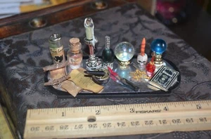 Dollhouse Halloween Witch Wizard Spooky lot handmade items Candles bottles lot C - Imagen 1 de 8