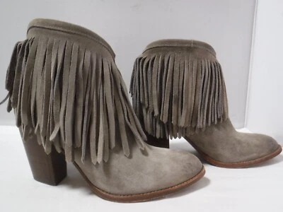 FRYE Ilana Flecos Cuero Taupe Vaquera Vaquera Western Boot Botín Talla 8 Med Foto 1 de 4