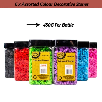 6 X 450G Gravel Stones Coloured Pebbles Garden Decorative Fish Tank Stones - image 1 of 2