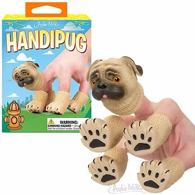 HANDIPUG soft vinyl finger puppet PUG Dog Puppy - Novelty Fun Gag Gifts - Image 1 of 4