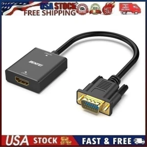 Benfei Gold-Plated HDMI Female to VGA Male Adapter Compatible 3.5 mm Audio Jack - Picture 1 of 18