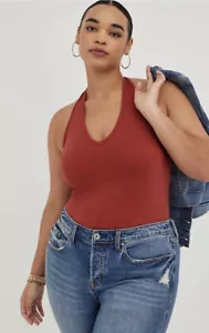 NWT TORRID Tandoor Spice Orange FOXY V-NECK HALTER TOP Size 2X Plus 18/20  - Picture 1 of 5