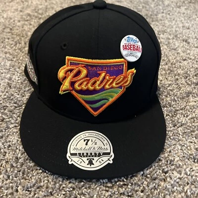 San Diego Padres 2023 Lids Exclusive Topps Chrome Mitchell & Ness Cap Hat 7 1/2 - Image 1 of 2