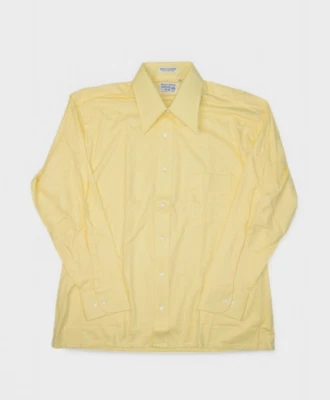 Camisa Manhattan De Colección Para Hombre 16.5 Amarilla Abotonada Manga Larga Años 80 Tejido Natural Foto 1 de 4