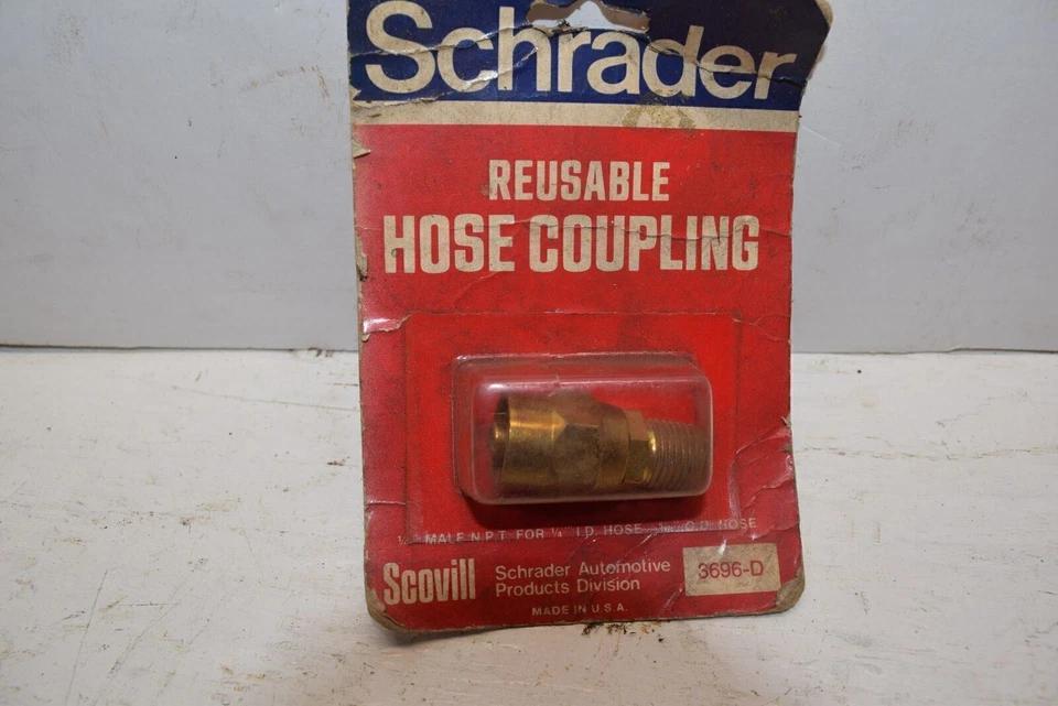 NPT macho Schrader 1/4" para manguera de identificación de 1/4"; manguera OD de 5/8" #3696-D - B15-95 Foto 1 de 2