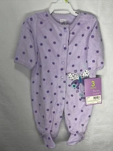 Carter's Girls Easy Entry Footie Polka Dot Butterfly Bodysuit Size 3 Months - Picture 1 of 4