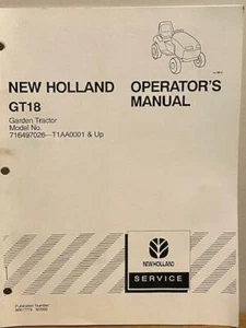 New Holland GT18 Garden Tractor 716497026 - T1AA0001 & Up Operator's Manual - Picture 1 of 1