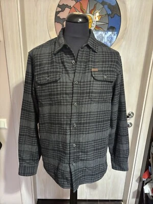Orvis Shirt Mens Medium Grey Grid Plaid Check Heavyweight Double Brushed Flannel - Image 1 of 4