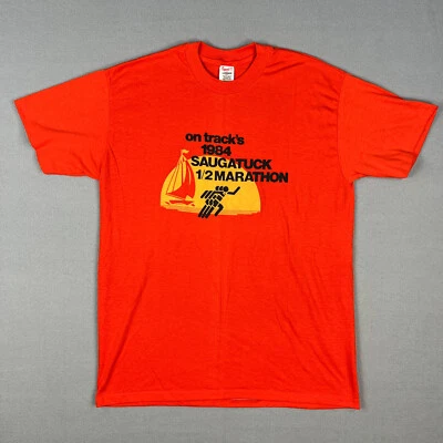 Camiseta de Colección 1984 Saugatuck Media Maratón Se Ajusta a Grande Retro Atardecer Corredor Velero Foto 1 de 4