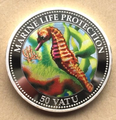 Vanuatu 2006 Sea Horse 50 Vatu Silver Coin,Proof - Image 1 of 2