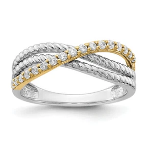14K Solid Two Tone Gold Diamond Ring - Picture 1 of 2