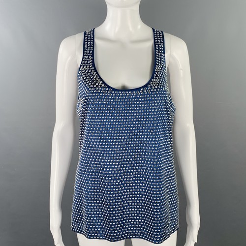 Abito top Burberry Prorsum taglia M blu argento misto seta borchie racerback