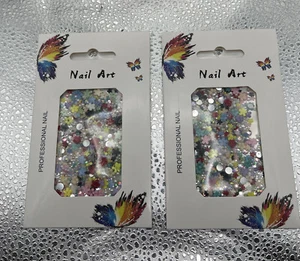 nail art 2 packs Colorful Acrylic 3D Flower Decoration Cute Mixed Size Manicure - Picture 1 of 2