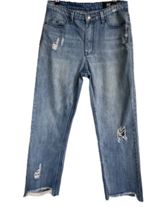 RES Denim Jeans Wmn Sz 25 W31 80cm L25 High Rise Distressed Straight Leg Blue - Picture 1 of 14