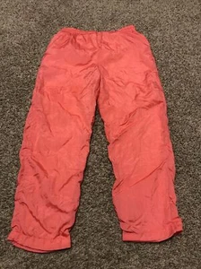 vtg casual isle womens petite S pink nylon windbreaker pants lined b6 - Picture 1 of 3