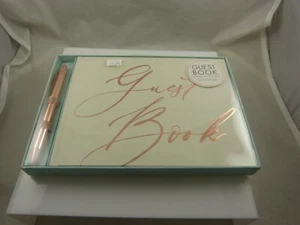 wedding guest book white and rose gold with pen 100 pages day event - Picture 1 of 5