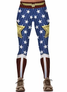 Superheld weibliches Logo Sterne & Streifen Einheitsgröße passt den meisten Damen Leggings - Bild 1 von 2