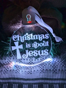 Christmas is about Jesus Religious Tree Bauble LED Light Hanging Decoration - Picture 1 of 9
