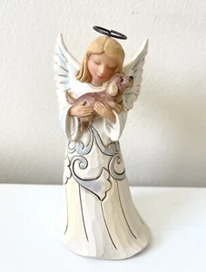 Jim Shore “Faithful Friend” White Woodland Pint-Sized Angel w/ Dog - NEW IN BOX - Picture 1 of 8