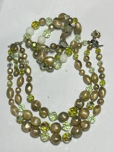 Vintage Vendome Set Bracciale Collana Vetro Verde Pesante Riparazione RR1680 - Foto 1 di 9