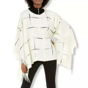 DKNY Zip Front Ombre Twist Full Zip Ruana / Poncho, Creme 1SFM - Bild 1 von 11