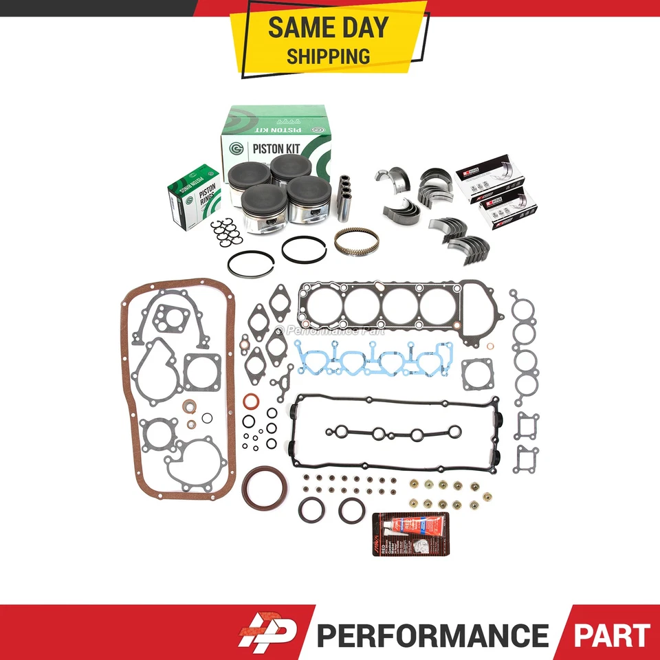 Full Gasket Set Pistons Bearings Fit 95-98 Nissan 240SX 2.4L DOHC KA24DE - Image 1 of 4