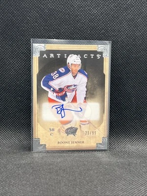 2013-14 Upper Deck ARTIFACTS #21/99 ROOKIE AUTO BOONE JENNER Jackets Gem - Image 1 of 4