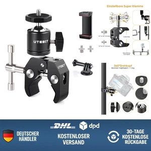 Super Klemme Stativ Gelenk-Kugelkopf Kamera Blitzschuh-Adapter mit 1/4 3/8'' ... - Bild 1 von 9