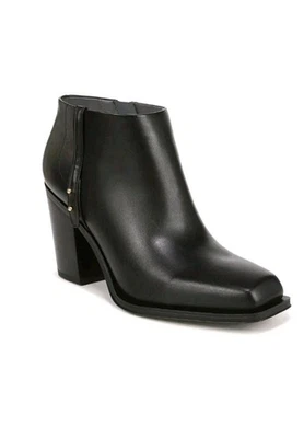 Nuevo sin caja Franco Sarto Vivica Cuero Negro Puntera Cuadrada Tacón Bloque Botines Talla 10 Foto 1 de 4