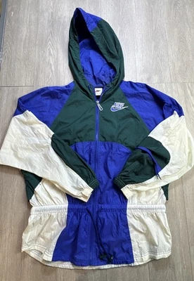 ¡Raro! Chaqueta cortavientos Nike vintage años 90 bloque de color medio verde azul ¡limpia! Foto 1 de 4