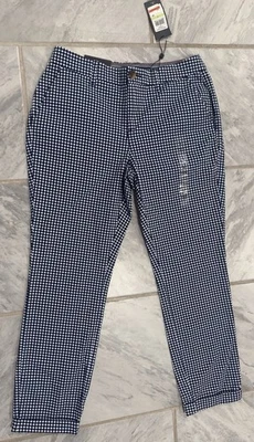 NWT Tommy Hilfiger Women Heritage Chino Hampton Slim Size 4 Stretch Blue & White - Image 1 of 4