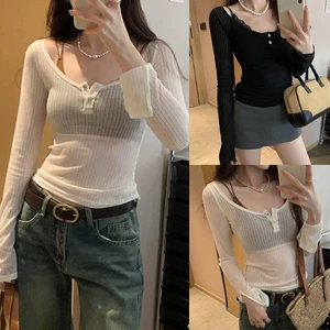 Casual Women's Retro Style Slim Fit Long Sleeve Top Selection Available - Picture 1 of 18