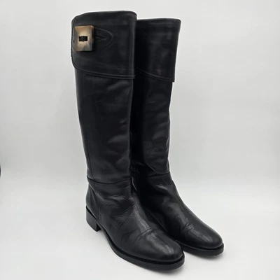 Bruno Magli Boots Size 6 US 36.5 EU Leather Tall Riding Buckle Equestrian Italy - Image 1 of 4
