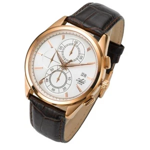 Adi Men's Rose Gold Multifunction Quartz Watch White Dial & Leather Strap 42.5mm - Picture 1 of 7