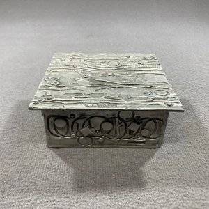 Don Drumm 4" Pewter Abstract Tile Box - Impressed Signature - Picture 1 of 12