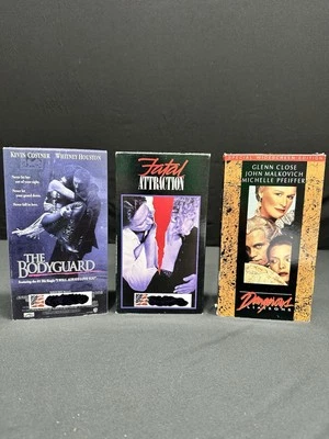 Vintage VHS Movie Lot of 3, Bodyguard, Fatal Attraction, Dangerous Liaisons Foto 1 de 3