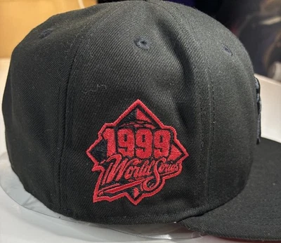 New Era New York Yankees 1999 World Series Patch Red Black Fitted Hat Cap 7 5/8 - Image 1 of 4