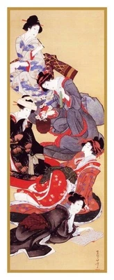 Japanese Hokusai 5 Kimono Women Counted Cross Stitch Chart Pattern - Image 1 of 4