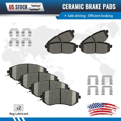 4Pcs Front & 4Pcs Rear Ceramic Brake Pad Set for 2010 -2012 2013 2014 Volvo XC90 - Image 1 of 4