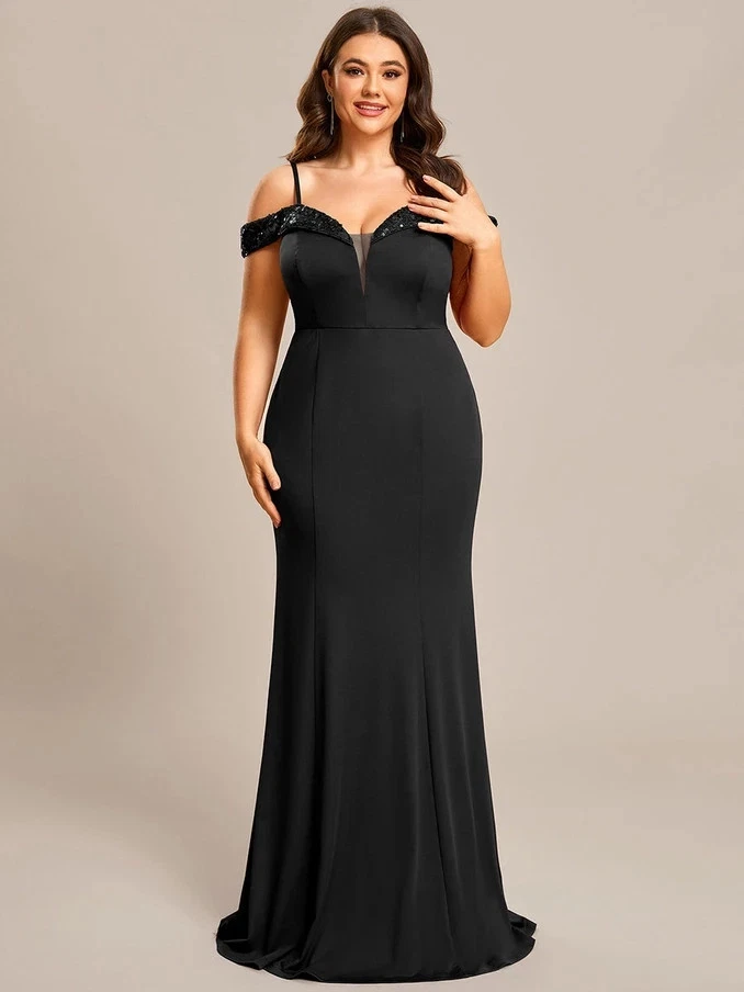 Платье русалки с открытыми плечами черное - Изображение 1 из 1