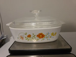 Corningware Kasserolle Orange Wildflower 1 Liter mit Deckel A-1-B - Bild 1 von 10