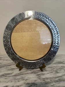 Wilton Armentale Holloware Reggae Round Wooden Insert Cheese Board NEW NIP  - Picture 1 of 9