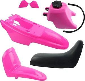 JUEGO DEPÓSITO GASOLINA ASIENTO GUARDABARROS CARENADO PLÁSTICO ROSA PARA YAMAHA PW50 PY50 PW 50 NUEVO - Imagen 1 de 6