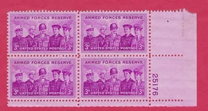 US SCOTT #1067 ARMED FORCES RESERVE 3¢ MINT PLATE BLOCK OF 4 1955 - Picture 1 of 2