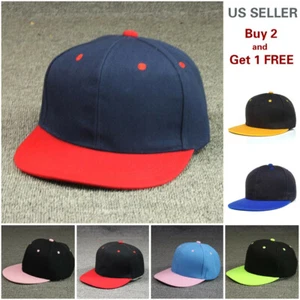 Two Tone Flat Baseball Cap Snapback Hats Trucker Men Women Hip Hop Adjustable - Picture 1 of 17